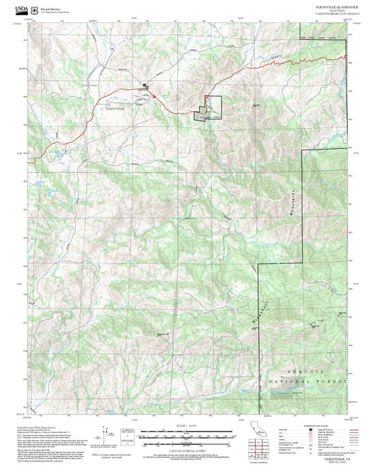 2025 Forest Service Topo Map of Glennville California