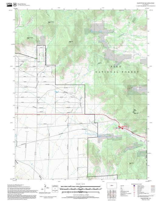 2025 Forest Service Topo Map of Glentivar Colorado