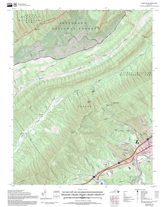 2025 Forest Service Topo Map of Glenvar Virginia