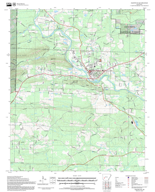 2025 Forest Service Topo Map of Glenwood Arkansas