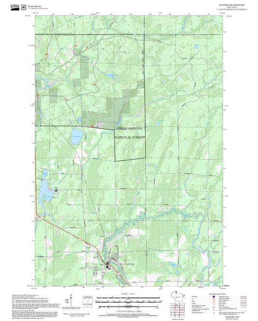 2025 Forest Service Topo Map of Glidden Wisconsin
