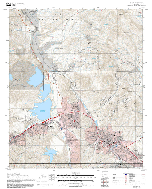 2025 Forest Service Topo Map of Globe Arizona