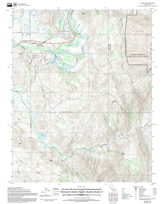 2025 Forest Service Topo Map of Globe California