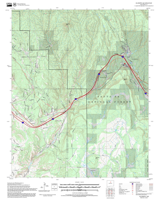 2025 Forest Service Topo Map of Glorieta New Mexico