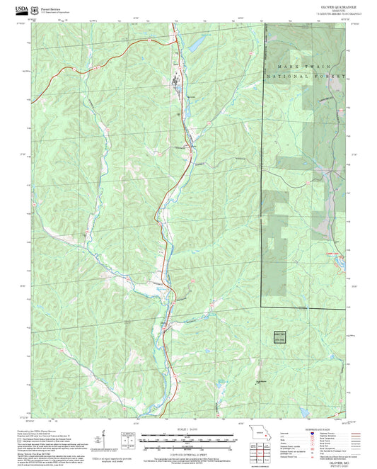 2025 Forest Service Topo Map of Glover Missouri