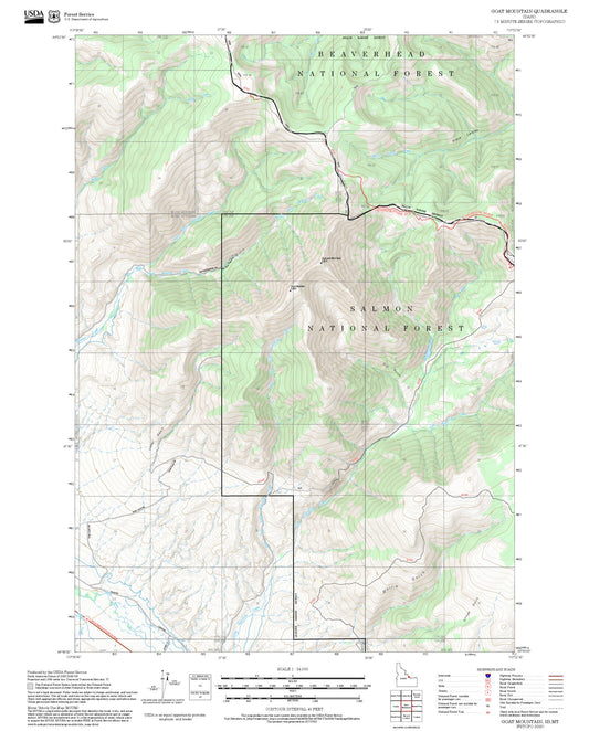 2025 Forest Service Topo Map of Goat Mountain Idaho