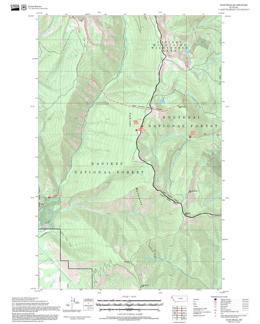 2025 Forest Service Topo Map of Goat Peak Montana