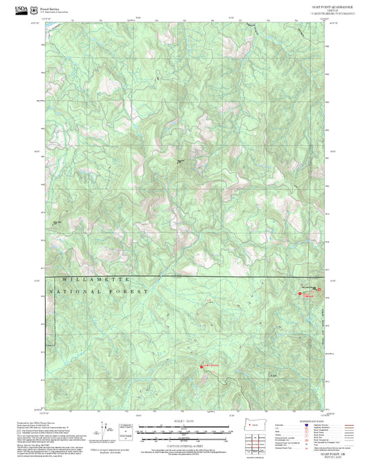 2025 Forest Service Topo Map of Goat Point Oregon