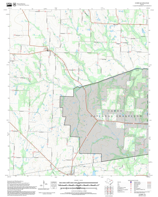 2025 Forest Service Topo Map of Gober Texas