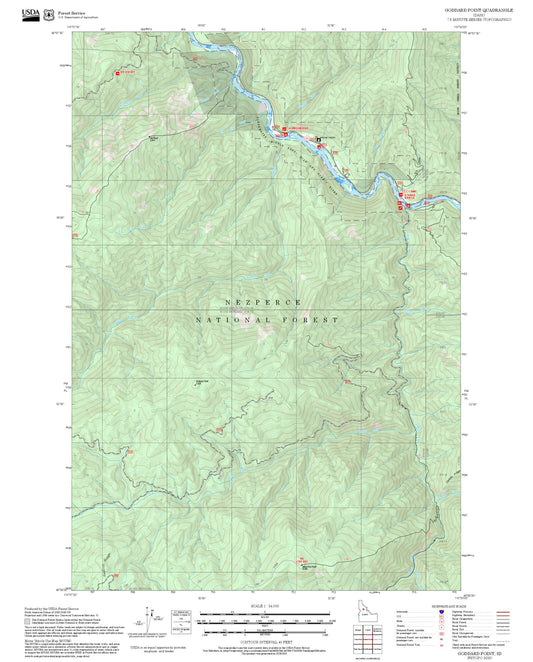 2025 Forest Service Topo Map of Goddard Point Idaho