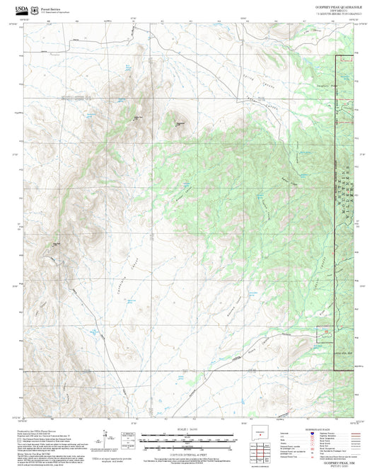 2025 Forest Service Topo Map of Godfrey Peak New Mexico