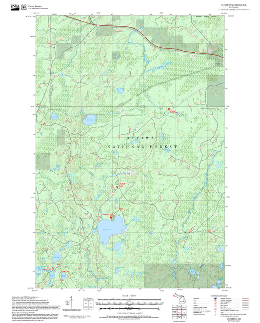 2025 Forest Service Topo Map of Gogebic Michigan