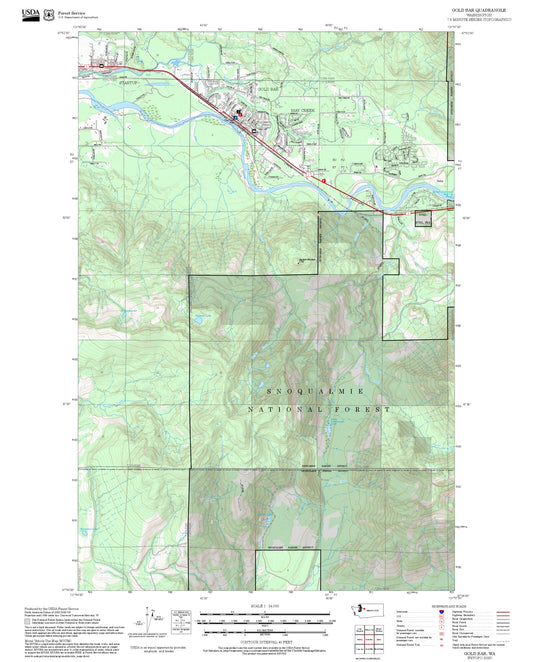 2025 Forest Service Topo Map of Gold Bar Washington