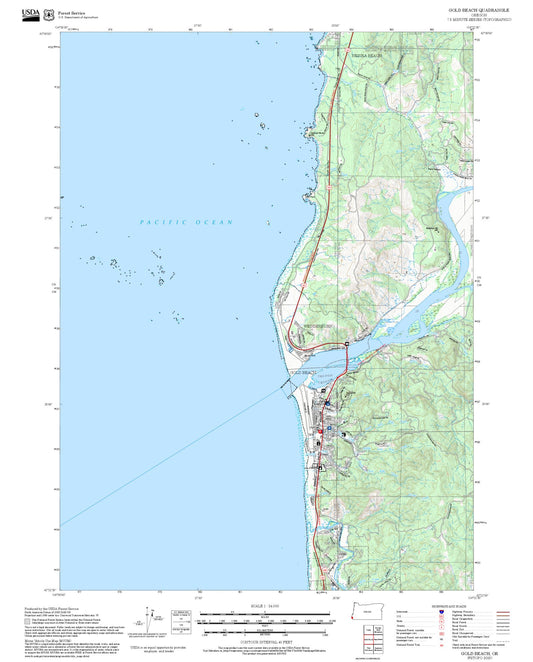 2025 Forest Service Topo Map of Gold Beach Oregon