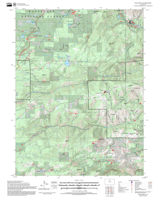 2025 Forest Service Topo Map of Gold Hill Colorado