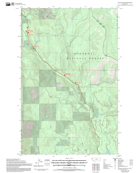 2025 Forest Service Topo Map of Gold Hill Montana