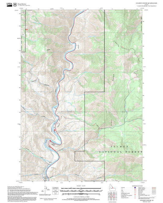 2025 Forest Service Topo Map of Goldbug Ridge Idaho
