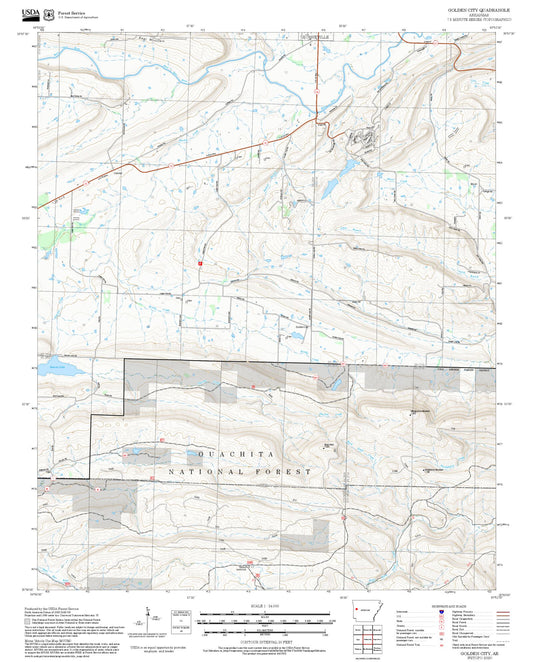 2025 Forest Service Topo Map of Golden City Arkansas