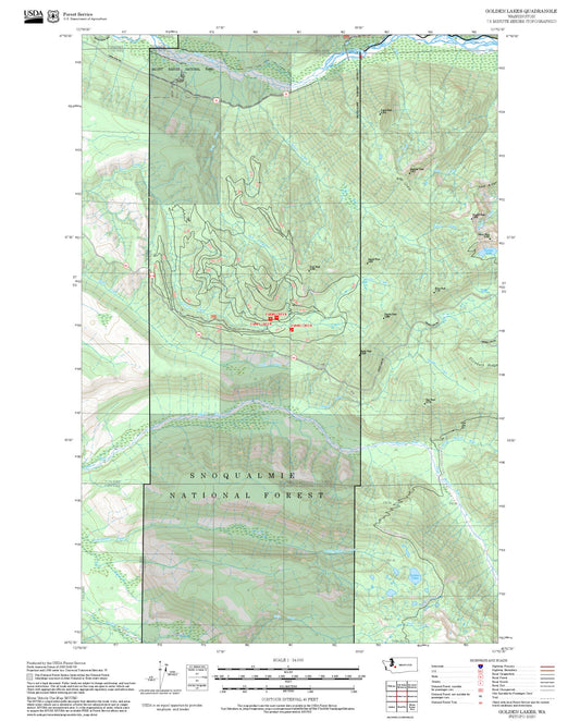 2025 Forest Service Topo Map of Golden Lakes Washington