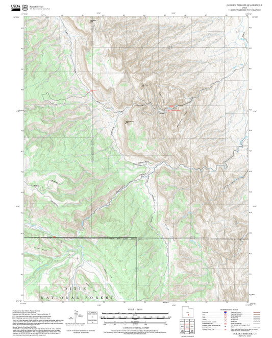 2025 Forest Service Topo Map of Golden Throne Utah