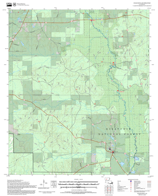 2025 Forest Service Topo Map of Goldonna Louisiana