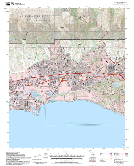 2025 Forest Service Topo Map of Goleta California