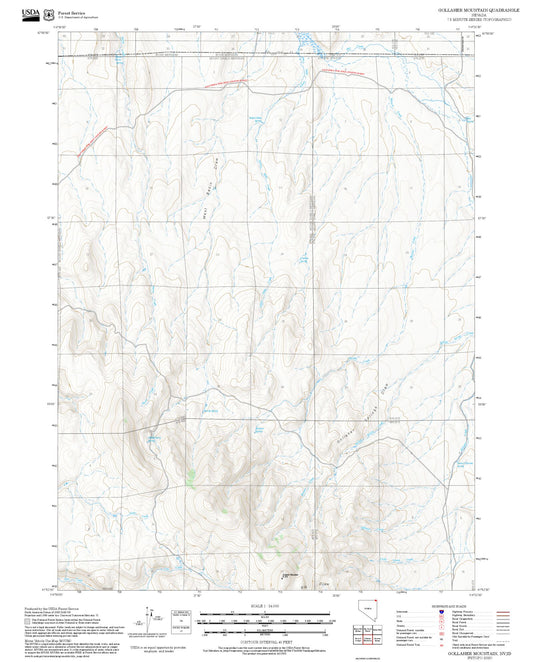 2025 Forest Service Topo Map of Gollaher Mountain Nevada