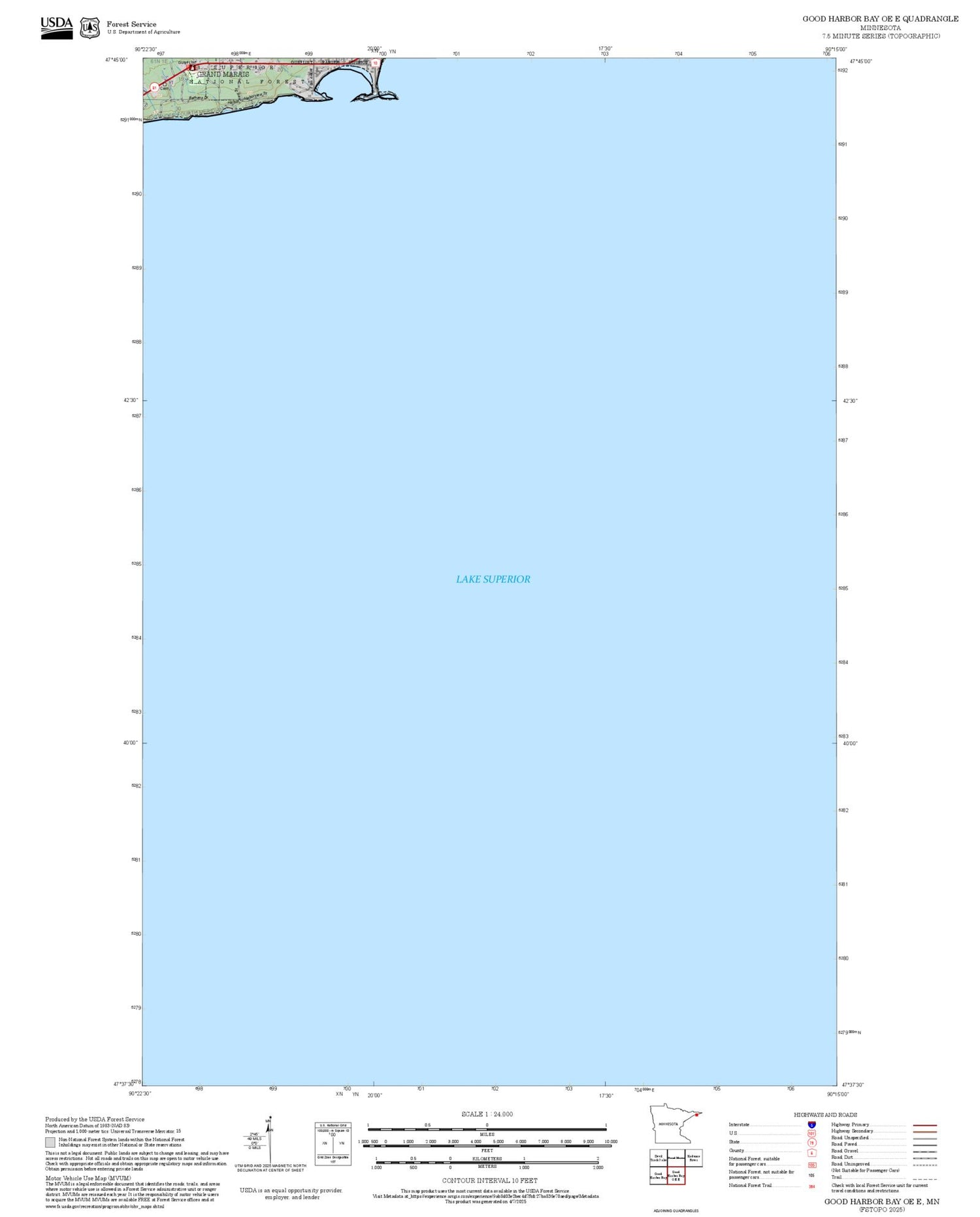 2025 Forest Service Topo Map of Good Harbor Bay OE E Minnesota