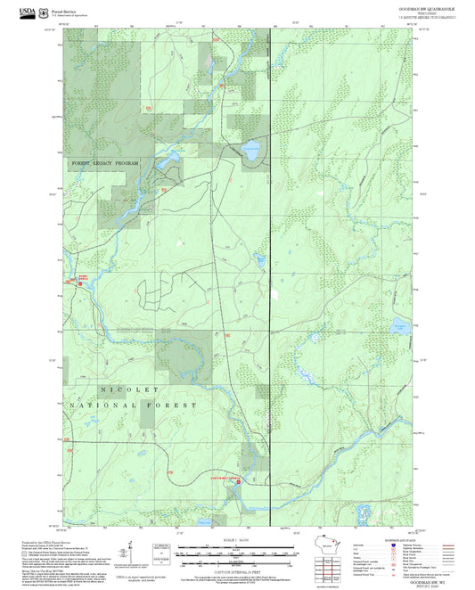 2025 Forest Service Topo Map of Goodman SW Wisconsin
