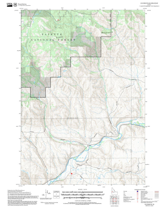 2025 Forest Service Topo Map of Goodrich Idaho