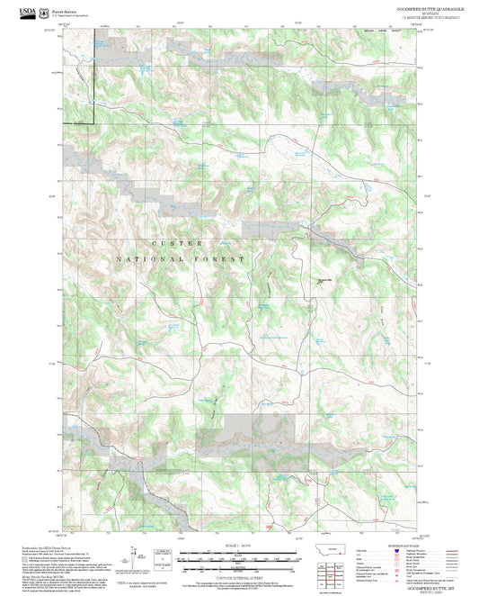 2025 Forest Service Topo Map of Goodspeed Butte Montana