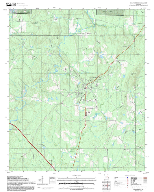2025 Forest Service Topo Map of Goodwater Alabama