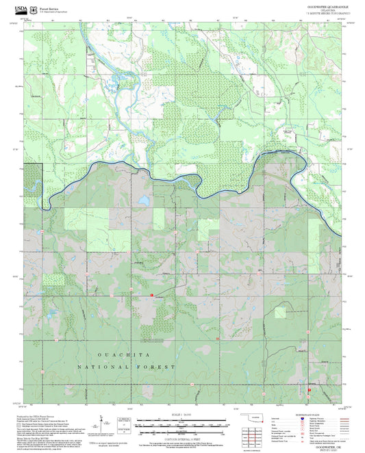 2025 Forest Service Topo Map of Goodwater Oklahoma