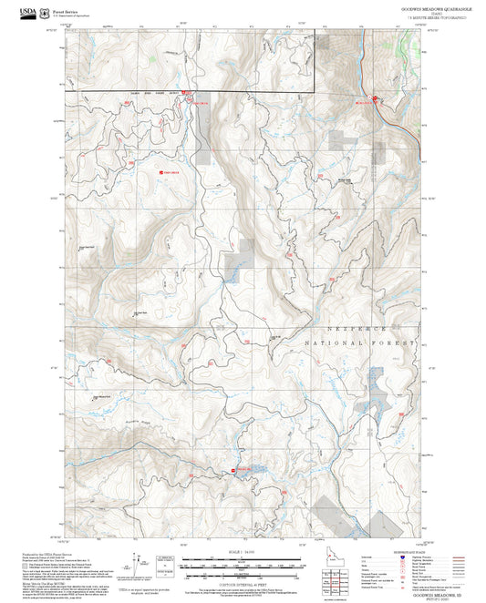 2025 Forest Service Topo Map of Goodwin Meadows Idaho