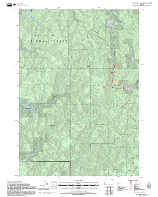 2025 Forest Service Topo Map of Goodwin Peak Oregon