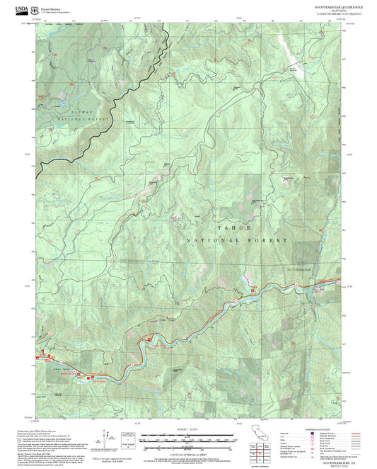 2025 Forest Service Topo Map of Goodyears Bar California