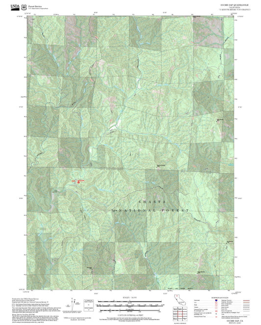 2025 Forest Service Topo Map of Goose Gap California