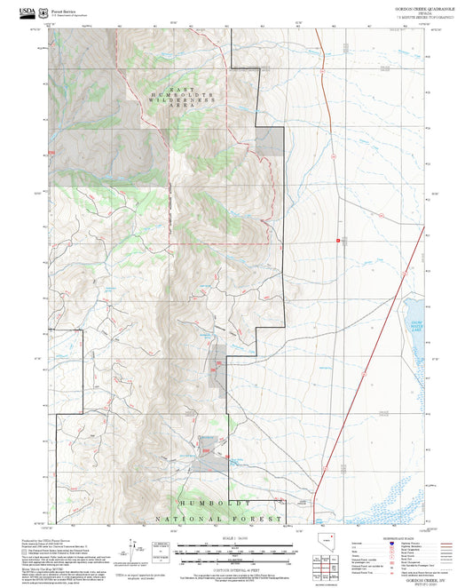 2025 Forest Service Topo Map of Gordon Creek Nevada