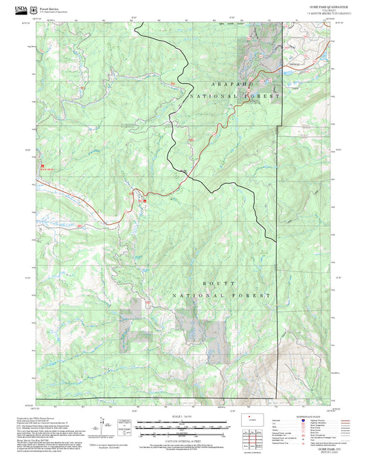2025 Forest Service Topo Map of Gore Pass Colorado