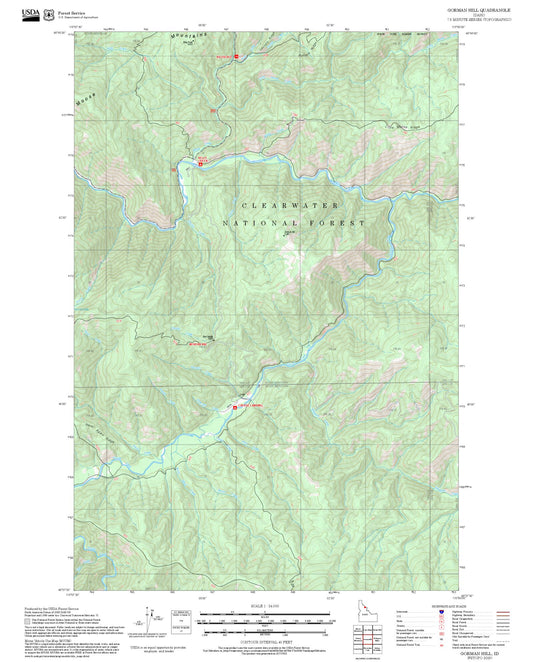 2025 Forest Service Topo Map of Gorman Hill Idaho