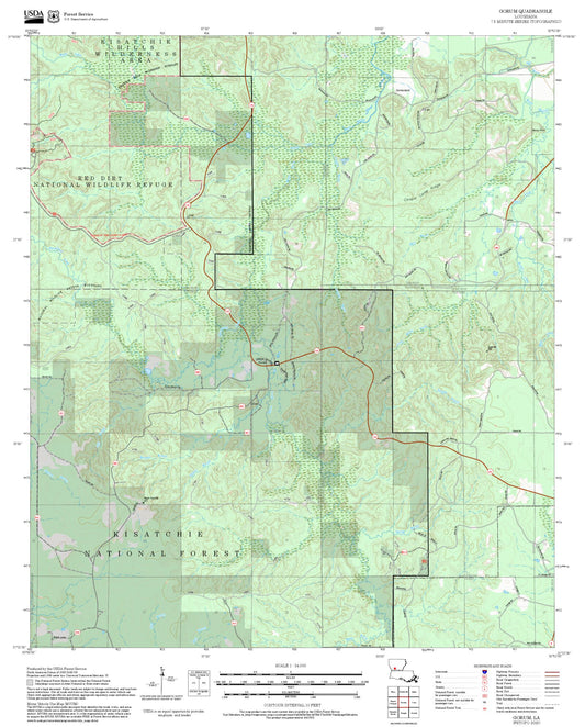 2025 Forest Service Topo Map of Gorum Louisiana