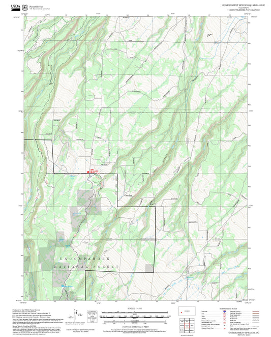 2025 Forest Service Topo Map of Government Springs Colorado
