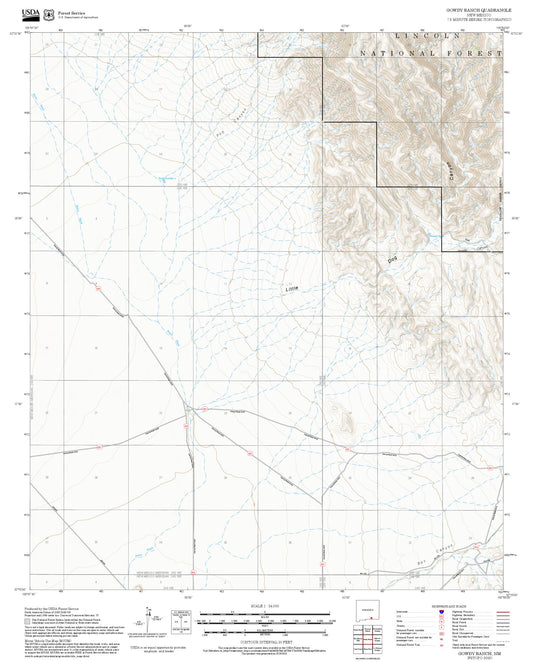 2025 Forest Service Topo Map of Gowdy Ranch New Mexico