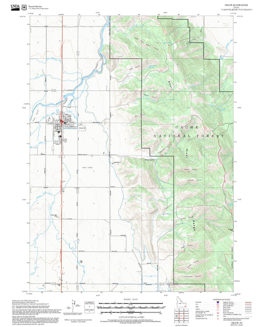2025 Forest Service Topo Map of Grace Idaho