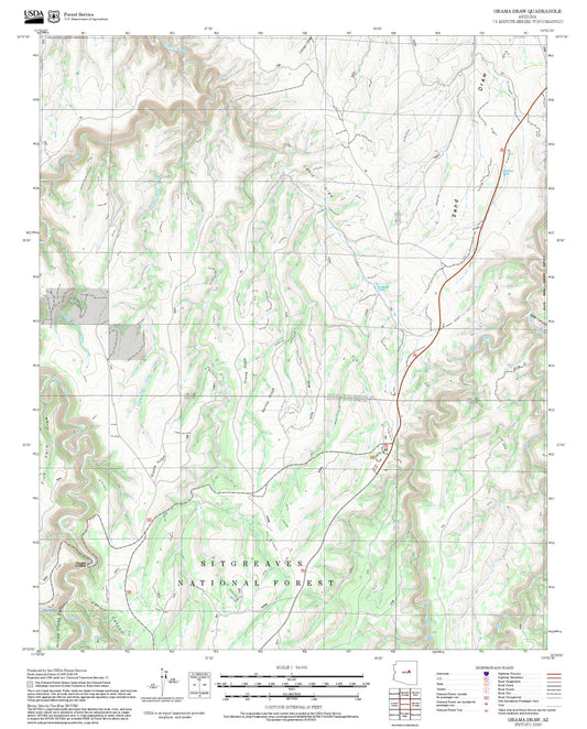 2025 Forest Service Topo Map of Grama Draw Arizona