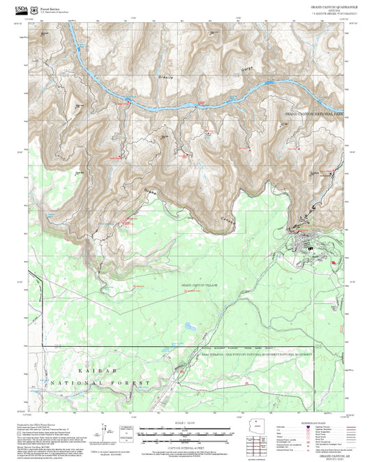 2025 Forest Service Topo Map of Grand Canyon Arizona