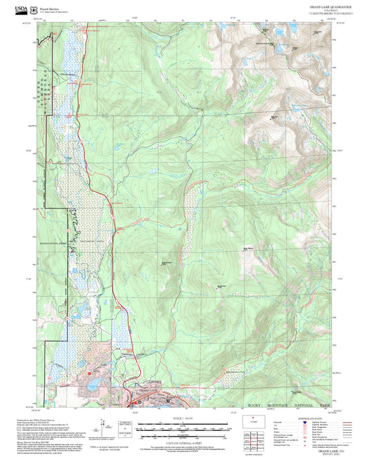2025 Forest Service Topo Map of Grand Lake Colorado