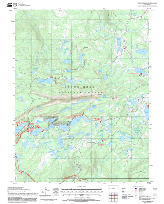 2025 Forest Service Topo Map of Grand Mesa Colorado