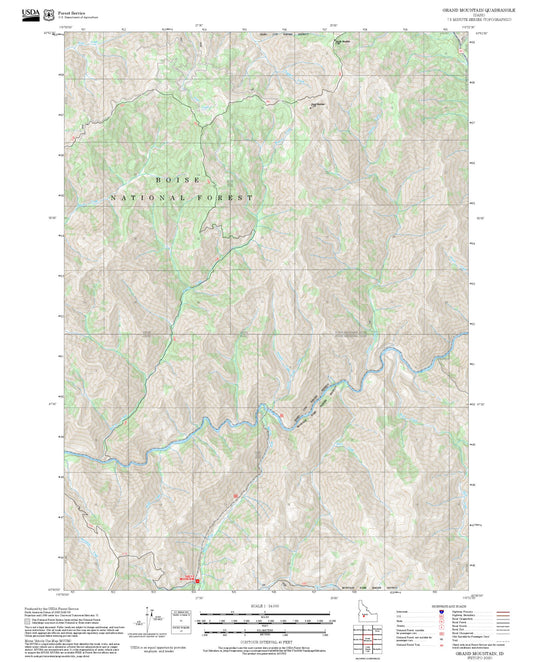 2025 Forest Service Topo Map of Grand Mountain Idaho