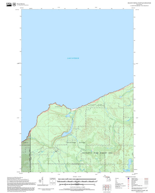 2025 Forest Service Topo Map of Grand Portal Point Michigan